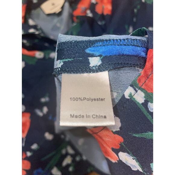 Tuckernuck Blouse Jade Blooms Farris Button Up Top Glass Button Black Tie S - Picture 7 of 8